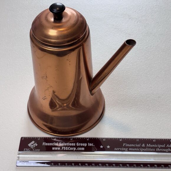 Vintage Copper Craft Guild Wood Side Handle Turkish Coffee Tea Pot No Handle - Picture 8 of 11